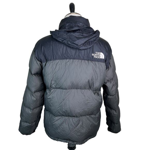 North Face VTG 00s 700 Goose Down Nuptse Puffer Jacket Coat FLAW Black Gray XL - Picture 2 of 10